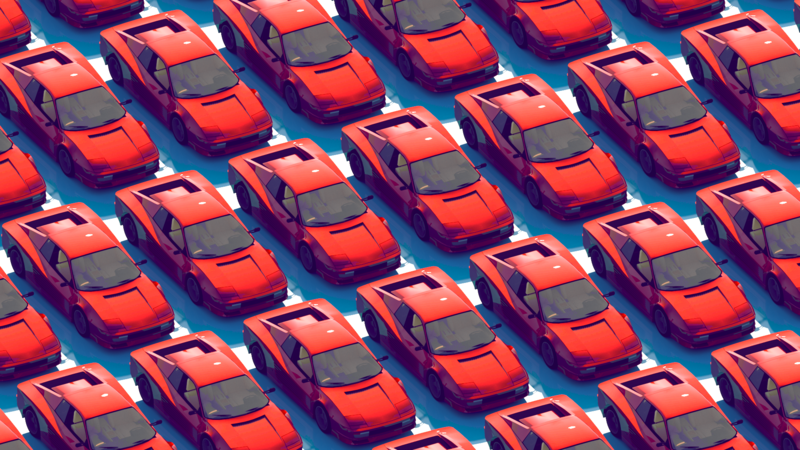 落日工业风红色法拉利Testarossa 复古 synthwave风CG壁纸