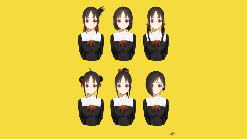 四宫辉夜同人壁纸合集 辉夜大小姐想让我告白 动漫少女 正脸 简约背景 高清壁纸