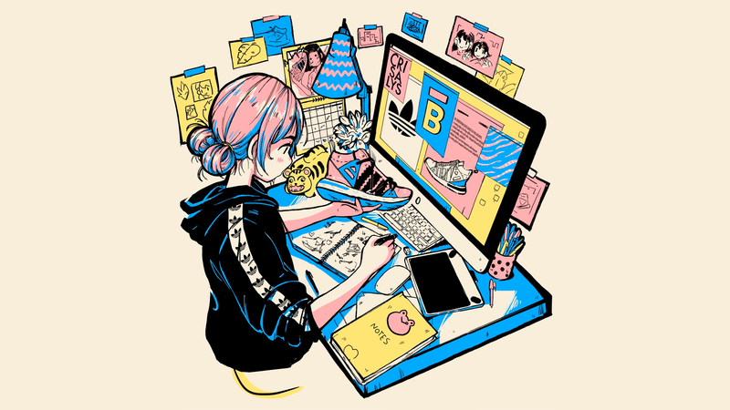 这组壁纸太绝！二次元少女+阿迪球鞋+苹果设备的氛围感拉满