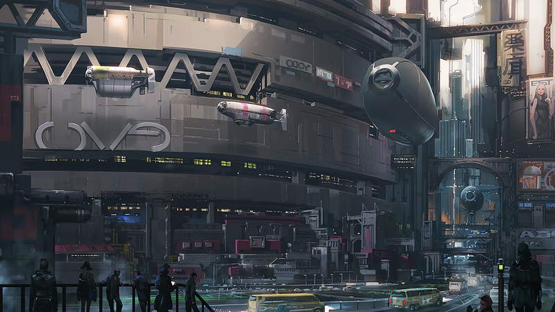 这组壁纸的硬核科幻感拉满！未来都市浮空飞艇壁纸