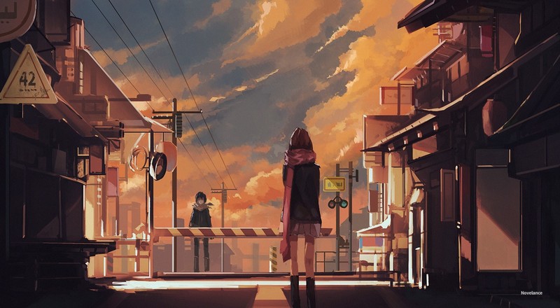 壁纸推荐：二次元少女与都市天幕的绝美邂逅