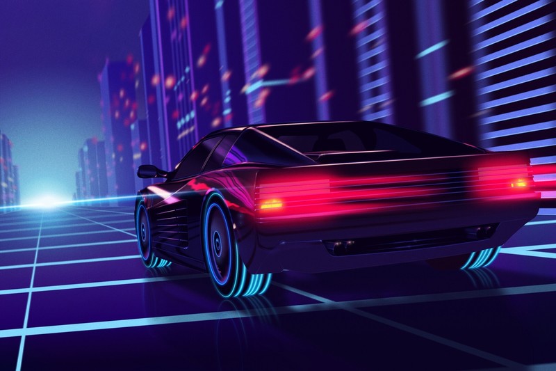 复古 synthwave 风法拉利特斯塔罗萨壁纸合集
