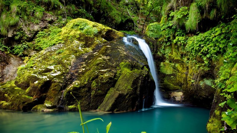 林间瀑布翡翠秘境