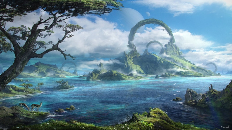 绝美的奇幻山海星球壁纸！