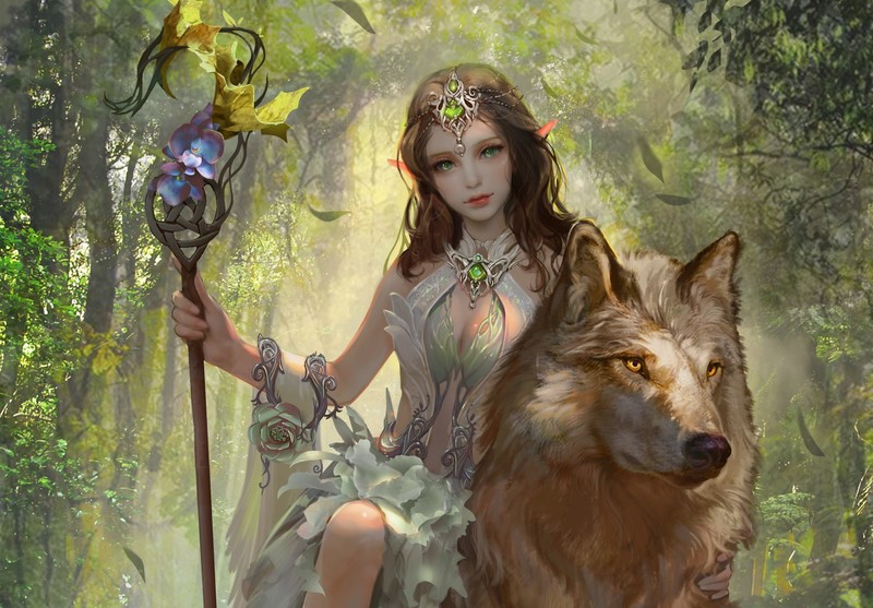 超绝幻想风壁纸合集！精灵公主与狼的绝美数字艺术