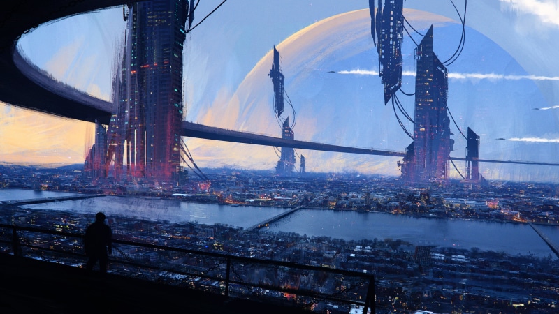 绝美太空城插画壁纸