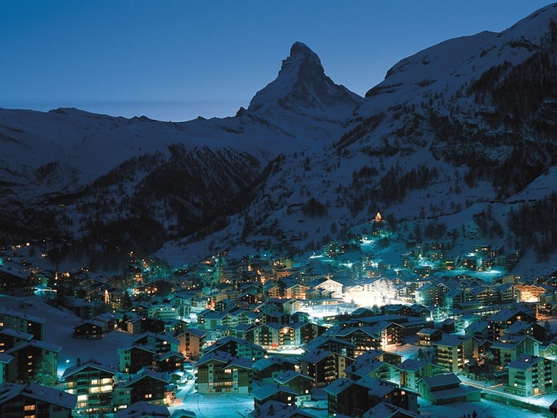 绝美瑞士雪山夜景壁纸合集