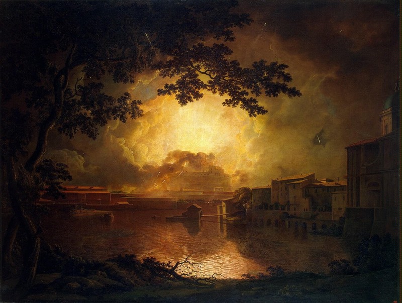 约瑟夫·赖特经典暗黑城市油画壁纸，氛围感拉满