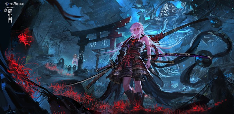 P站幻想企划 白发红眼武士少女壁纸合集