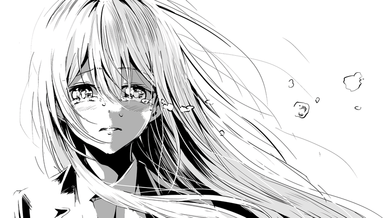 哭唧唧的长发动漫少女壁纸