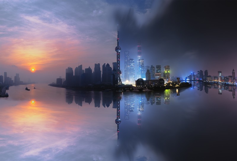 上海昼夜城市风光壁纸