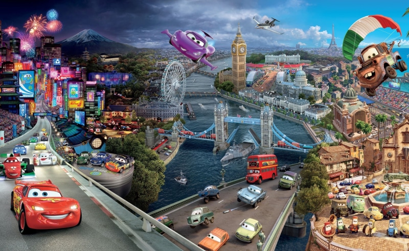 2011年《赛车总动员2》主题户外街景壁纸