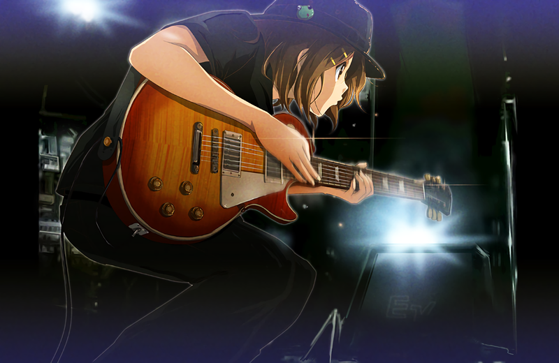 这套二次元壁纸太绝了！短发吉他少女高清同人图