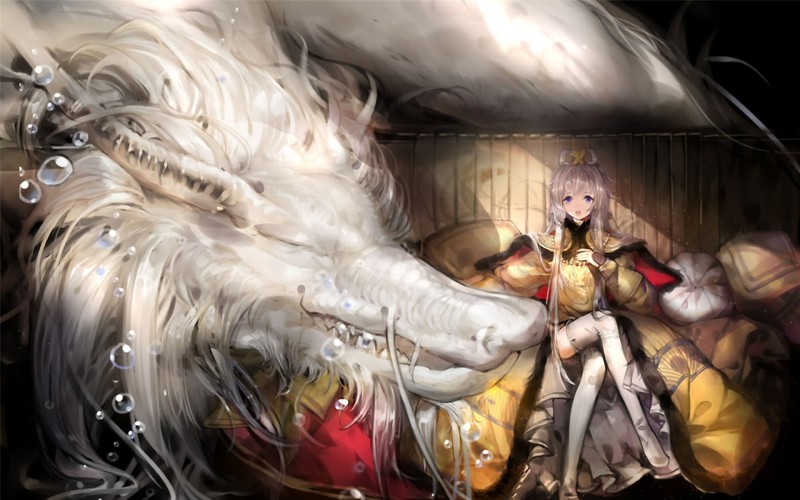 洛天依绝美壁纸！穿汉服的国风少女搭配青龙元素太绝了