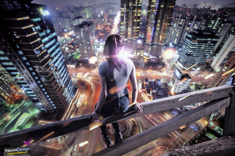 夜色都市女性夜景壁纸