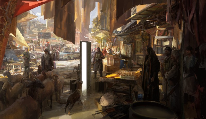 市集 都市 城门 人群 艺术作品 ArtStation高清壁纸