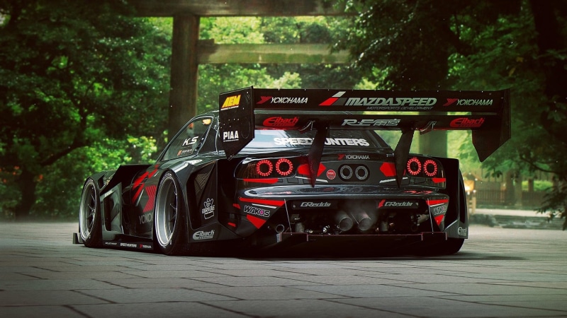 红色马自达RX-7性能跑车户外赛道壁纸合集