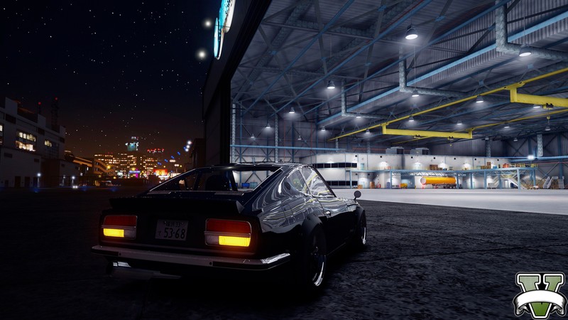 GTA5里的达特桑240Z夜景壁纸，情怀拉满