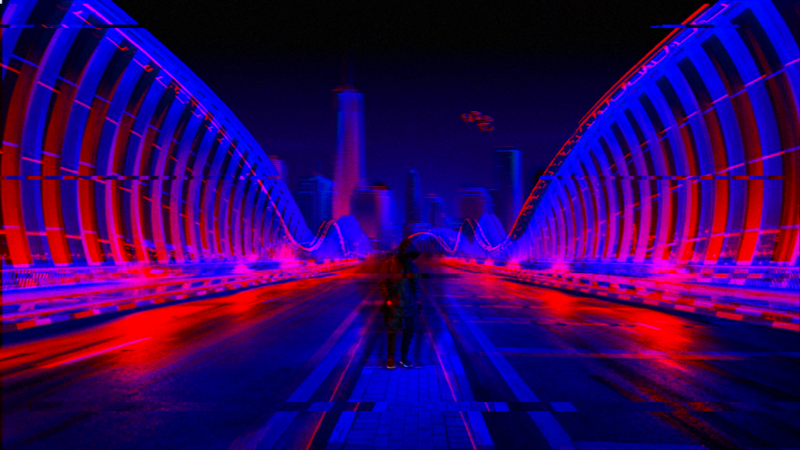 赛博朋克霓虹桥城壁纸！火出圈的未来感暗黑数字艺术图