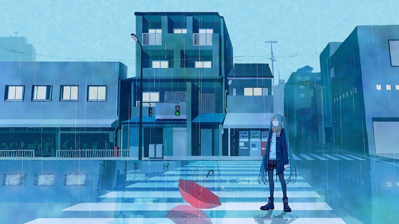 # 雨天初音未来高清壁纸合集
