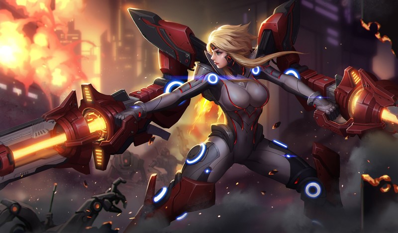 赛博朋克风厄运小姐壁纸！英雄联盟女枪同人图合集
