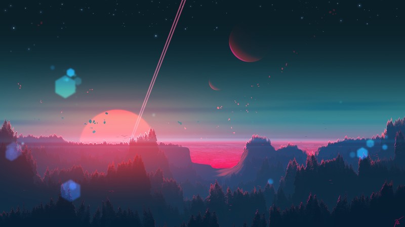 JoeyJazz笔下的反乌托邦星际风景画壁纸