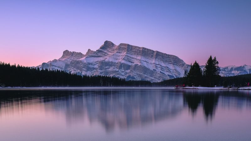 绝美山湖日落岸景 4K高清壁纸