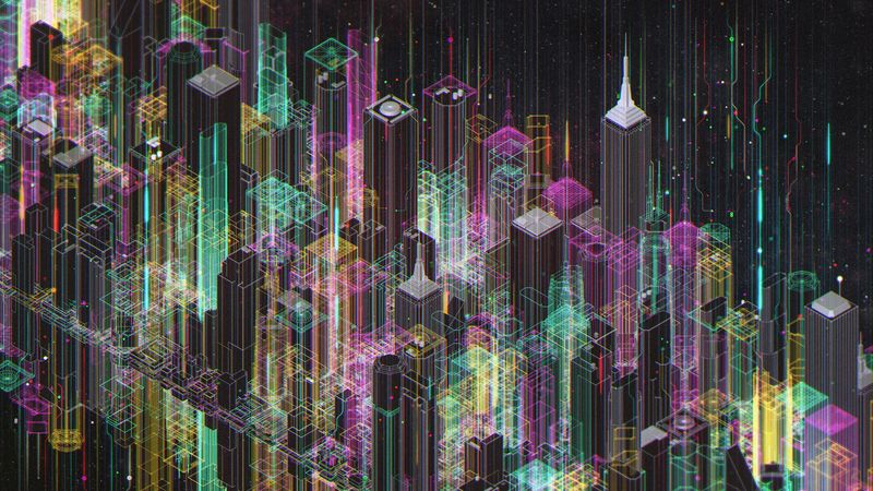 4K超清赛博都市数字布局壁纸