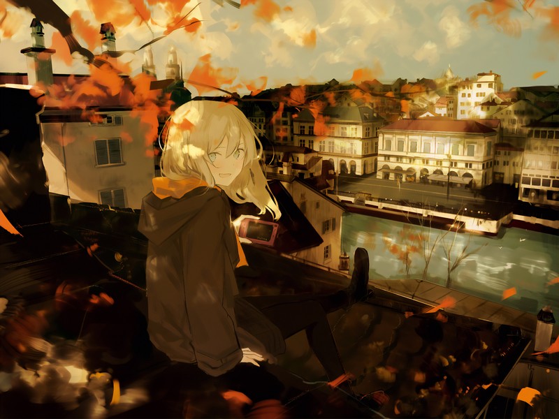 秋日小镇动漫少女壁纸