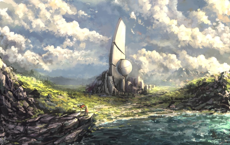 Tommy Chandra创作的奇幻壁纸：兔子、云与未来都市