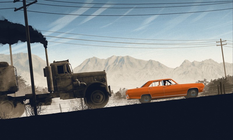 1971年电影《决斗》高清壁纸合集：卡车、轿车等影视艺术素材