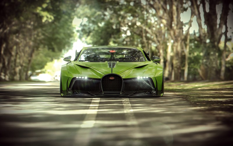 艺术家Khyzyl Saleem笔下的布加迪Chiron帅炸了！这款正脸渲染壁纸细节拉满