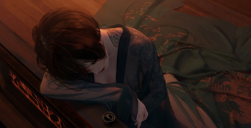 元宵灯会醉酒黑发短发动漫少女壁纸