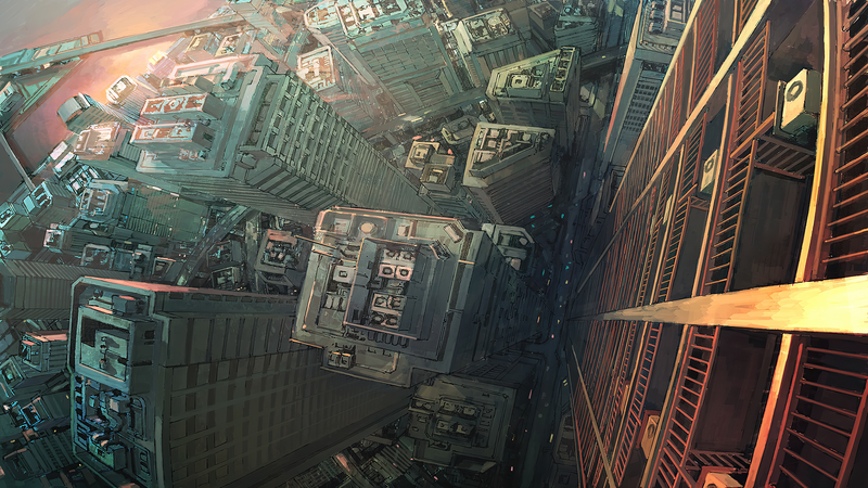 航拍视角下的数字艺术都市壁纸