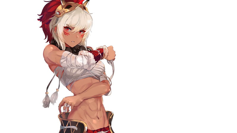 林克哈高清壁纸！火焰纹章白发腹肌飒爽少女