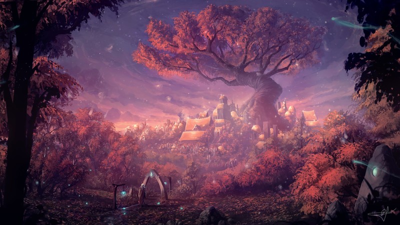 赛博都市森林幻想壁纸！这波视觉暴击谁顶得住