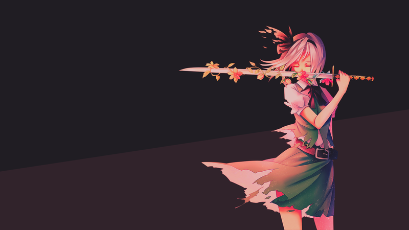 东方Project银发剑士少女极简风壁纸