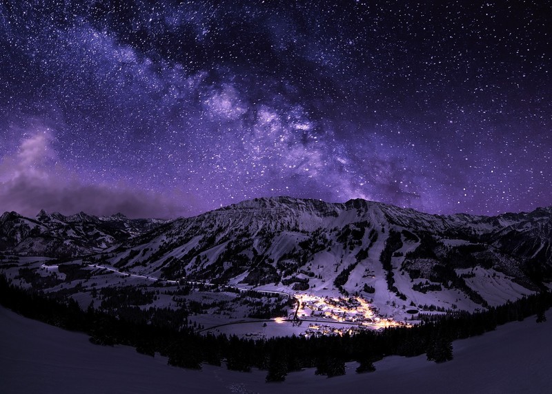 绝美紫色银河星空壁纸