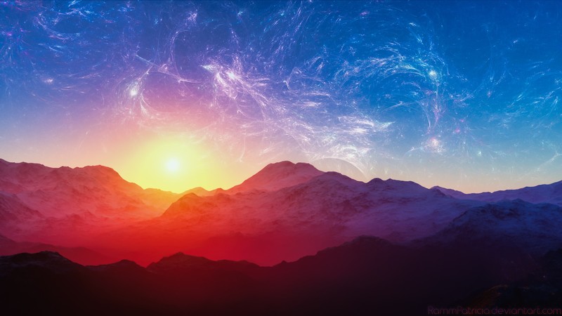 绝美梦幻山水壁纸合集 雪山日出日落风景 抽象超现实数字艺术