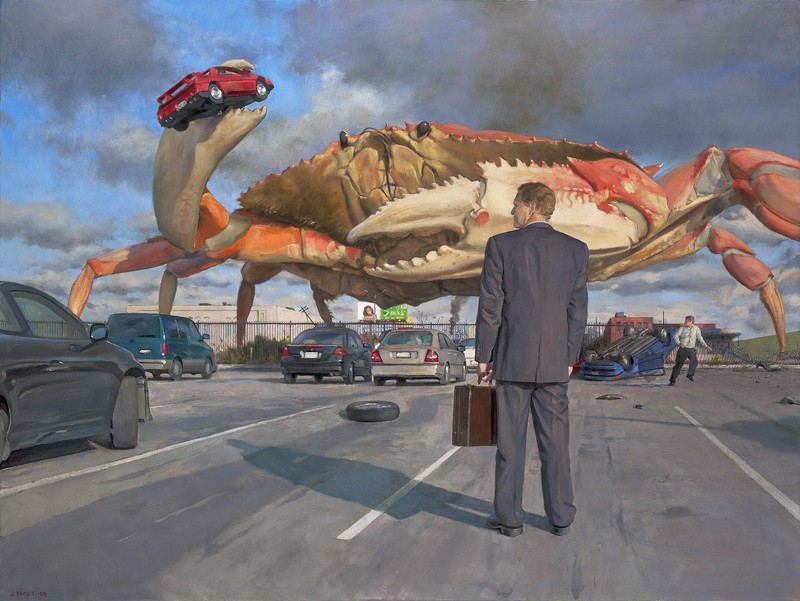 停车场惊现巨型螃蟹群 画师John Brosio的暗黑奇幻艺术壁纸