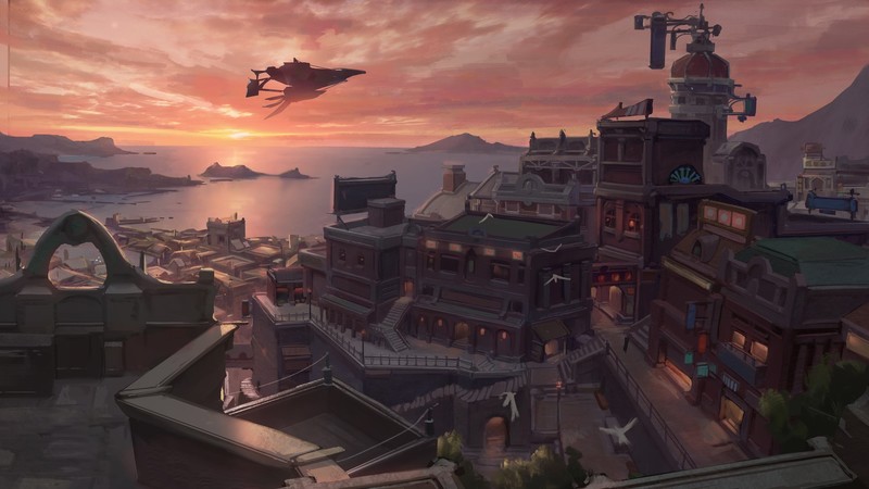 绝美的赛博海上日落幻想城壁纸合集