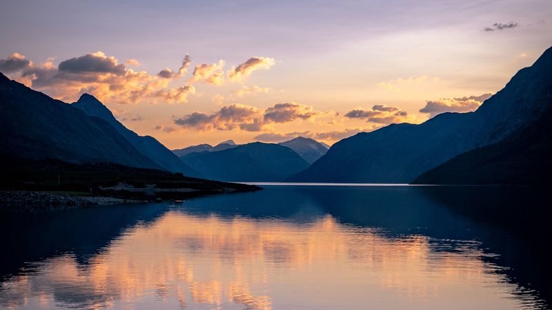 绝美山景落日倒影壁纸合集