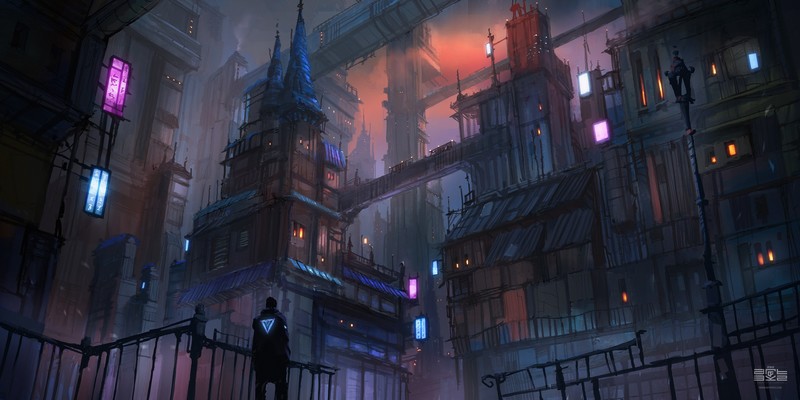 赛博朋克都市艺术壁纸合集 氛围感拉满的未来城景作品