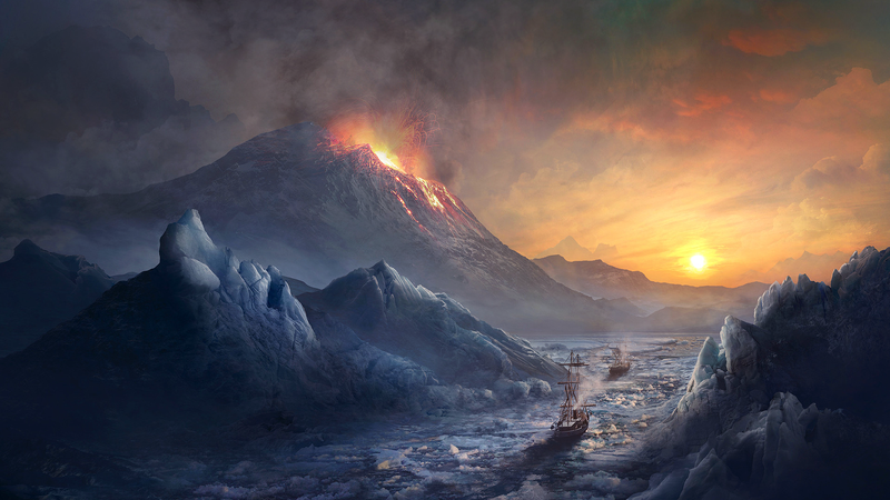 艺术家吉列姆·H·蓬吉卢皮数字艺术作品合集：火山航船落日冰山景观、星战冲锋队场景等高清壁纸