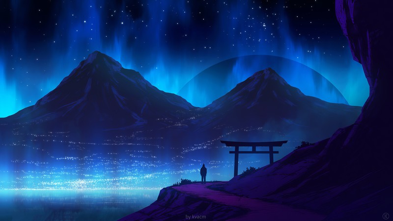 绝美的日式夜山幻境壁纸合集
