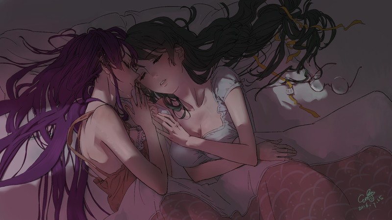 《化物语》双女主绝美壁纸合集 黑长直眼镜娘睡颜太戳人