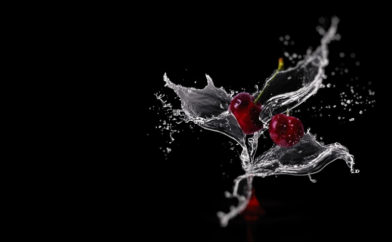 慢动作无人物5K樱桃水滴特写壁纸