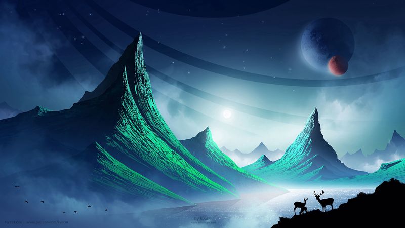 绝美4K夜景山林鹿影壁纸