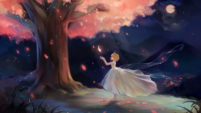 绝了！这套《翼年代记》樱花夜主题壁纸太戳人了