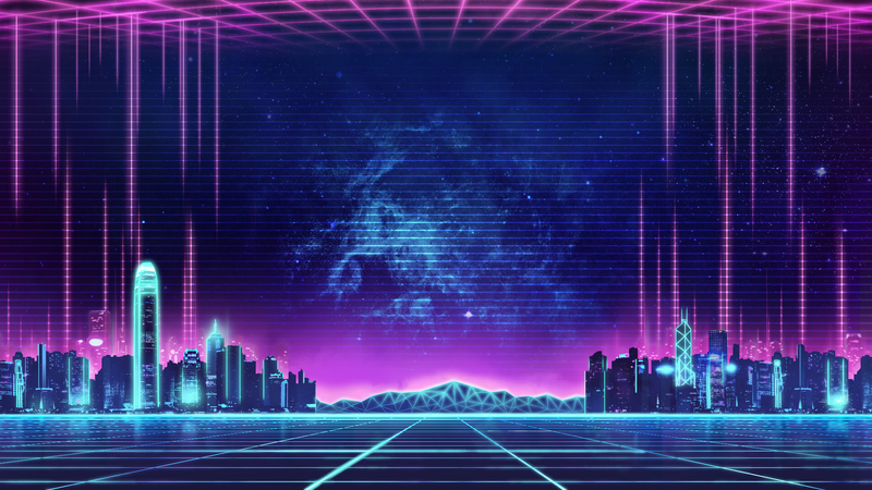 ##  synthwave风格城市EVGA高清壁纸